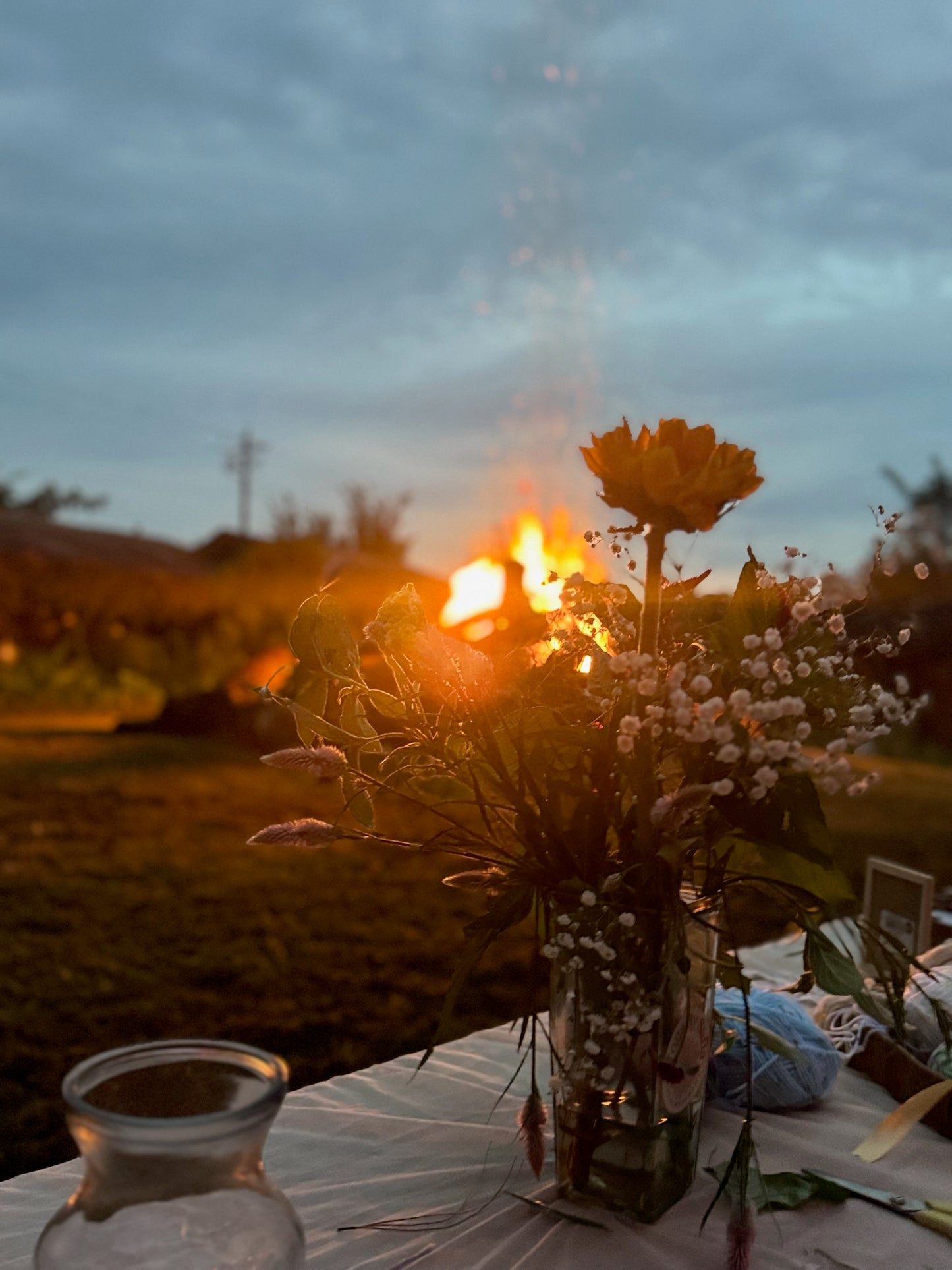 Golden Hour: Bouquets and Bonfire