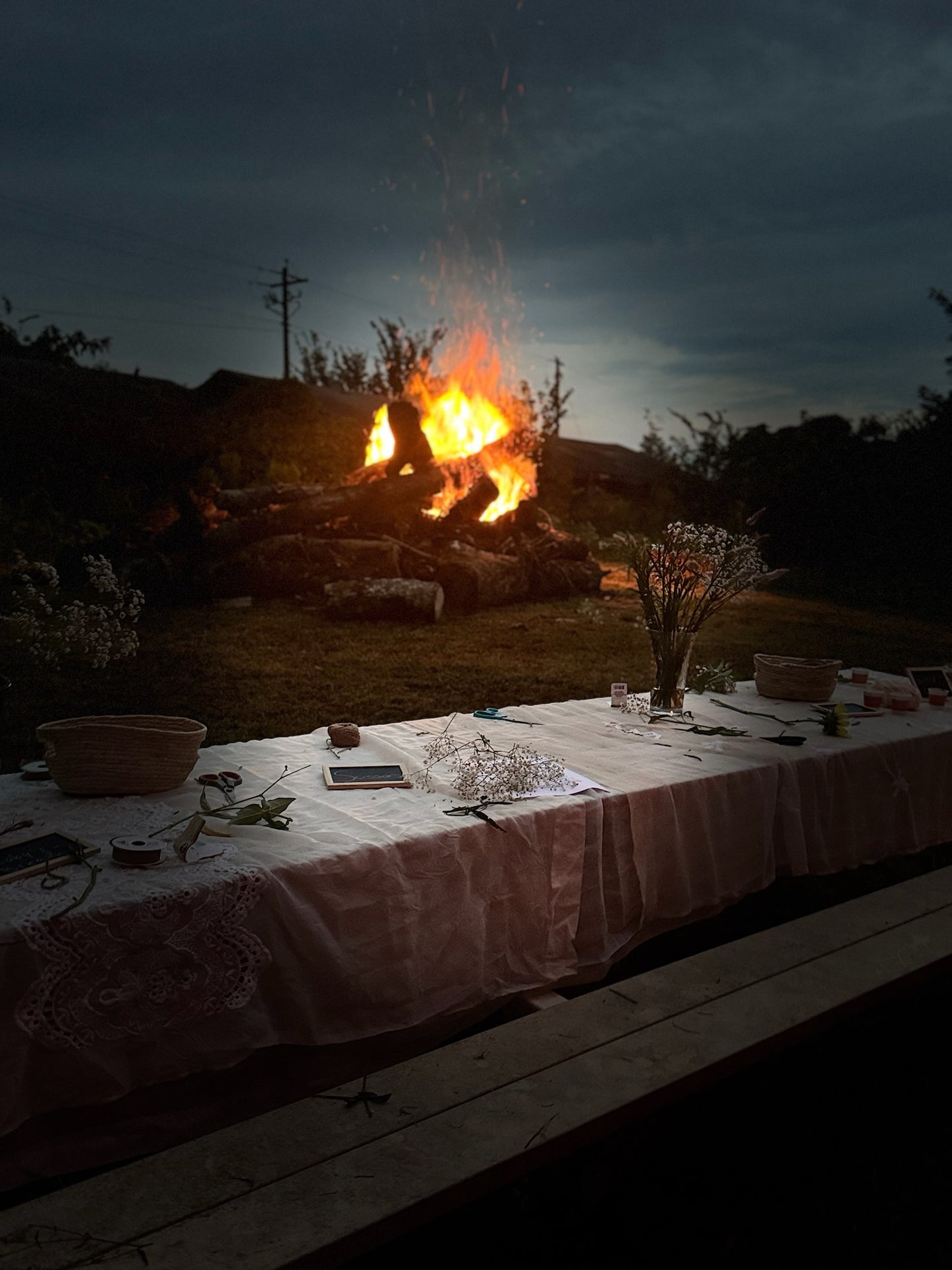 Golden Hour: Bouquets and Bonfire